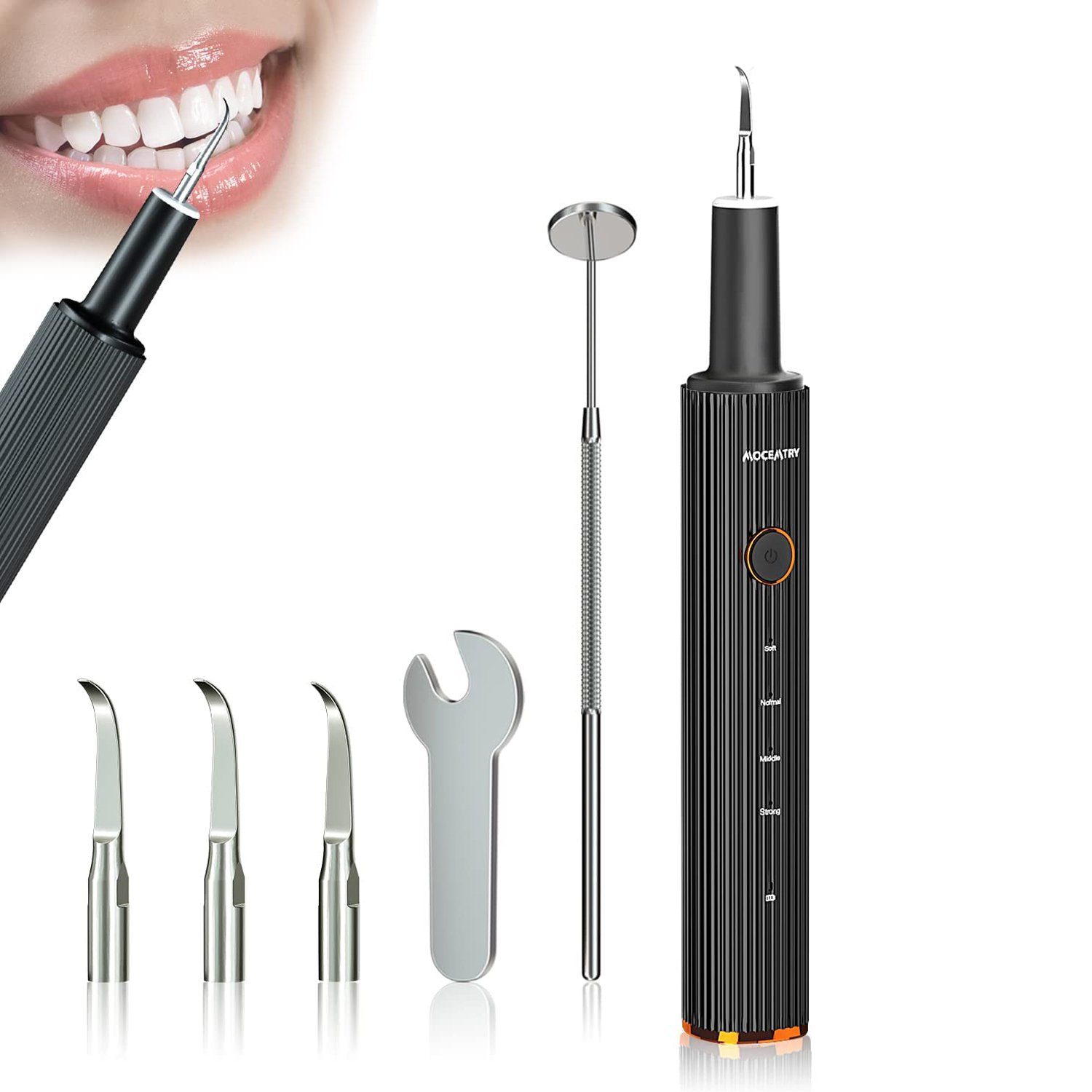 Powerwill Zahnpflege-Set Zahnreinigung Set Pro Zahnsteinentferner Ultraschall für Pflege, Zahnreinigung, Zahnsteinentferner Mensch, Tooth Cleaning Kit, von Zahn Zu Hause Elektrische Gerät zum Zahnsteinentfernen, Es gibt 4 Einstellbare Modi und 6 Aust