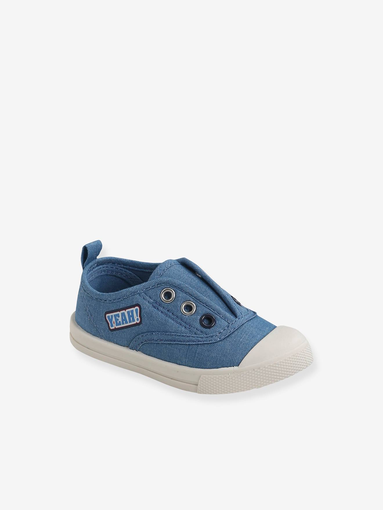 Baskets élastiquées en toile bébé bleu jean