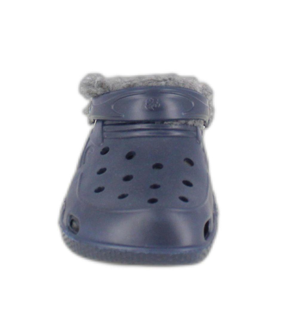 Beck Clogs mit Warmfutter Badeschuh (für warme Füße durch flauschiges Warmfutter) für Kinder Damen und Herren, federleichte Clogs, mit Fersenriemen