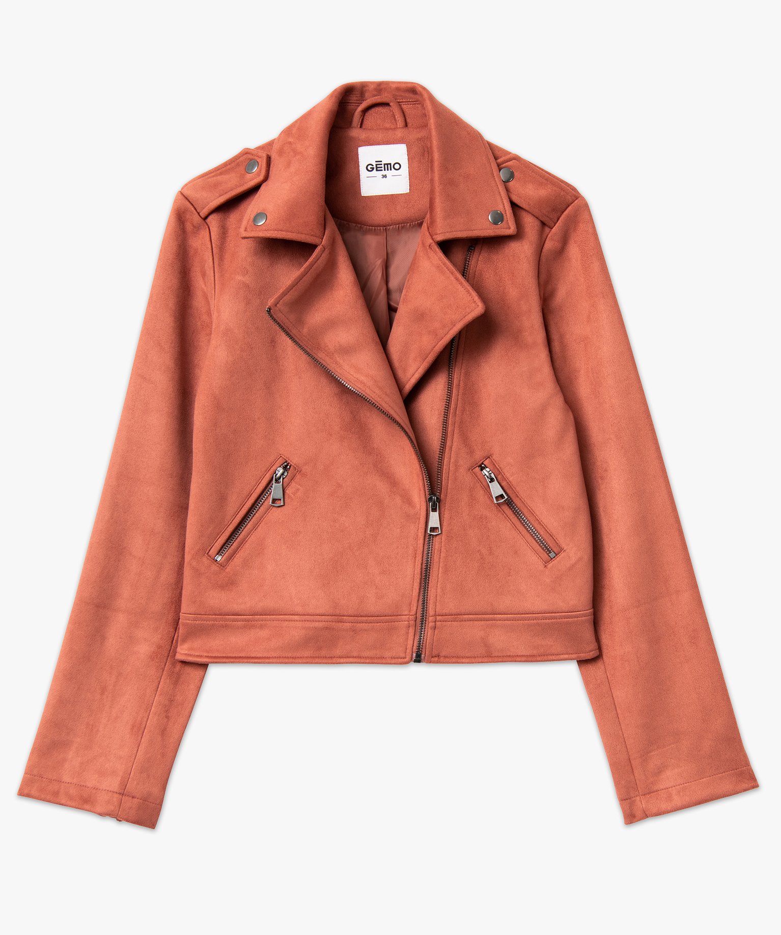 Blouson en suédine esprit biker femme rose | GEMO