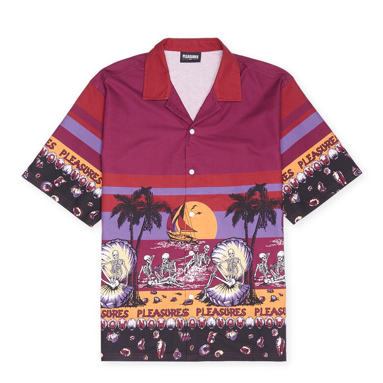 Pleasures Beach Button Down burgundy