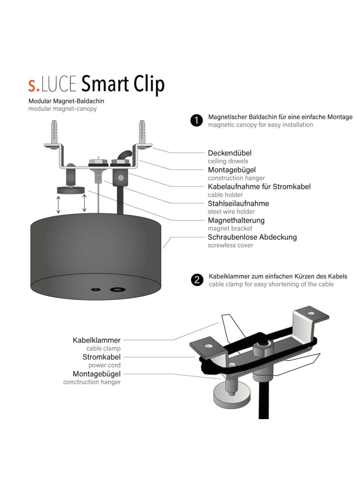 s.LUCE Modular Smart Clip Magnet Baldachin in Schwarz günstig kaufen 11 cm