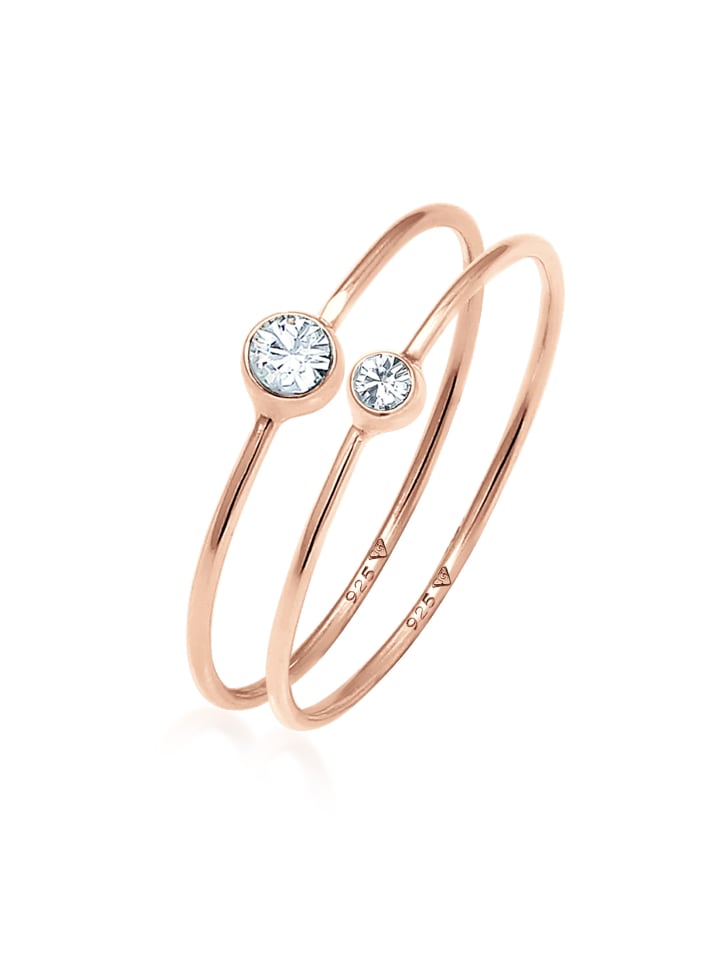 Elli Ring 925 Sterling Silber Ring Set in Rosegold günstig kaufen