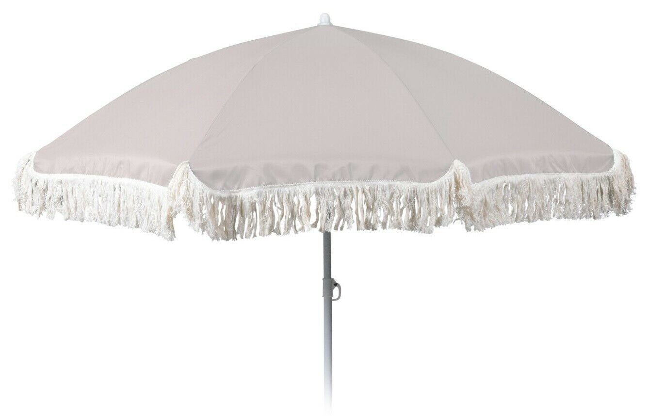 Meinposten Sonnenschirm Ø 155 cm Strandschirm mit Fransen UV-Schutz 30+ Balkonschirm Schirm, abknickbar