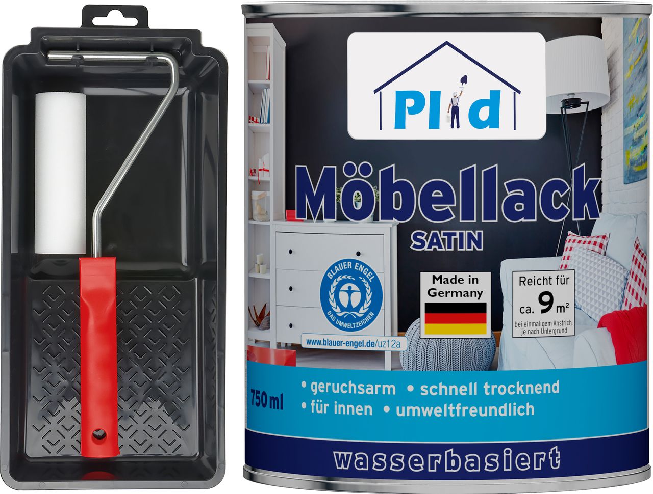 Plid Premium Möbellack Weisslack Türenlack Holzlack Lackierset Weiß - Seidenglänzend