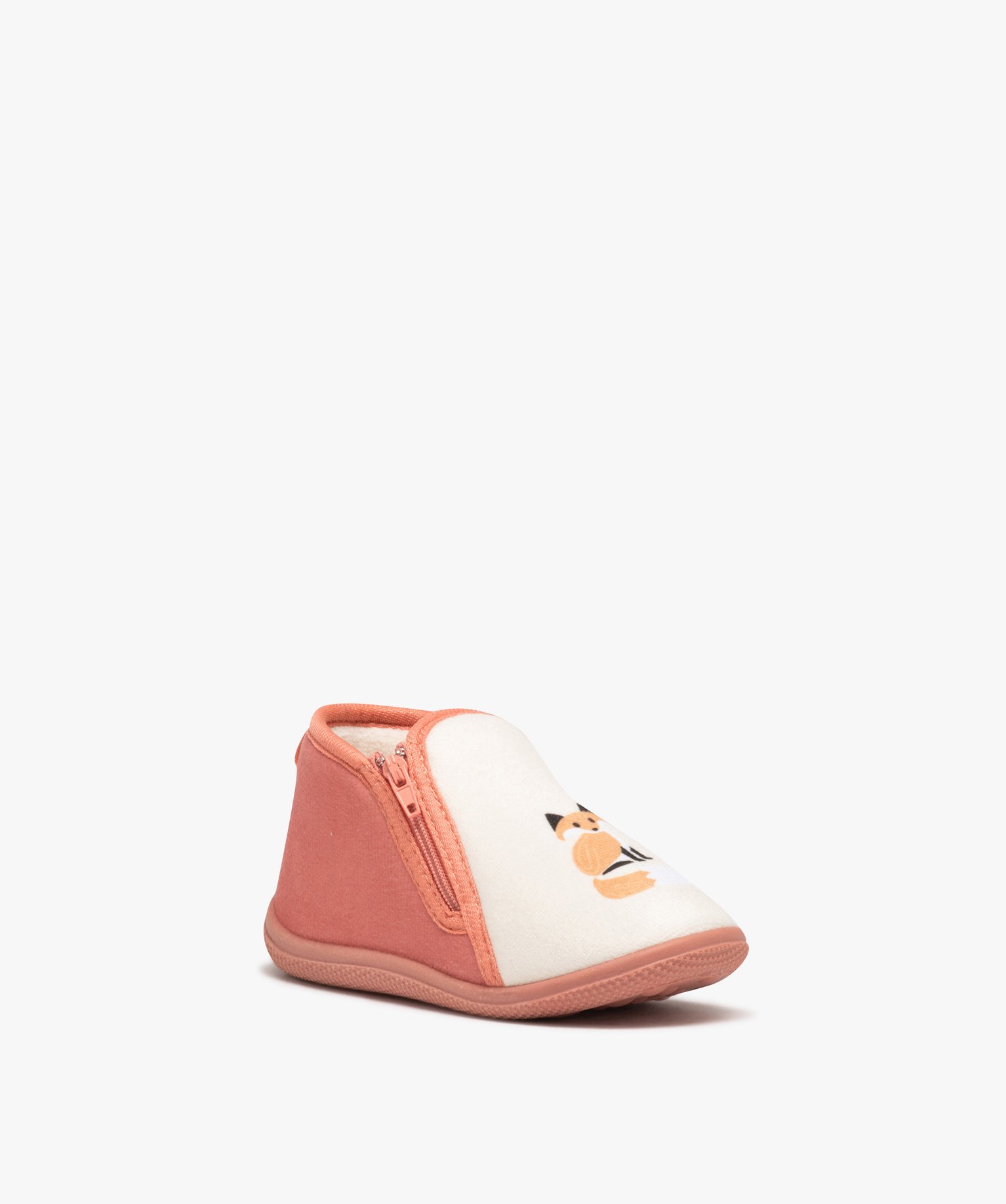 Chaussons fille bottillons à zip imprimés renard rose fonce | GEMO