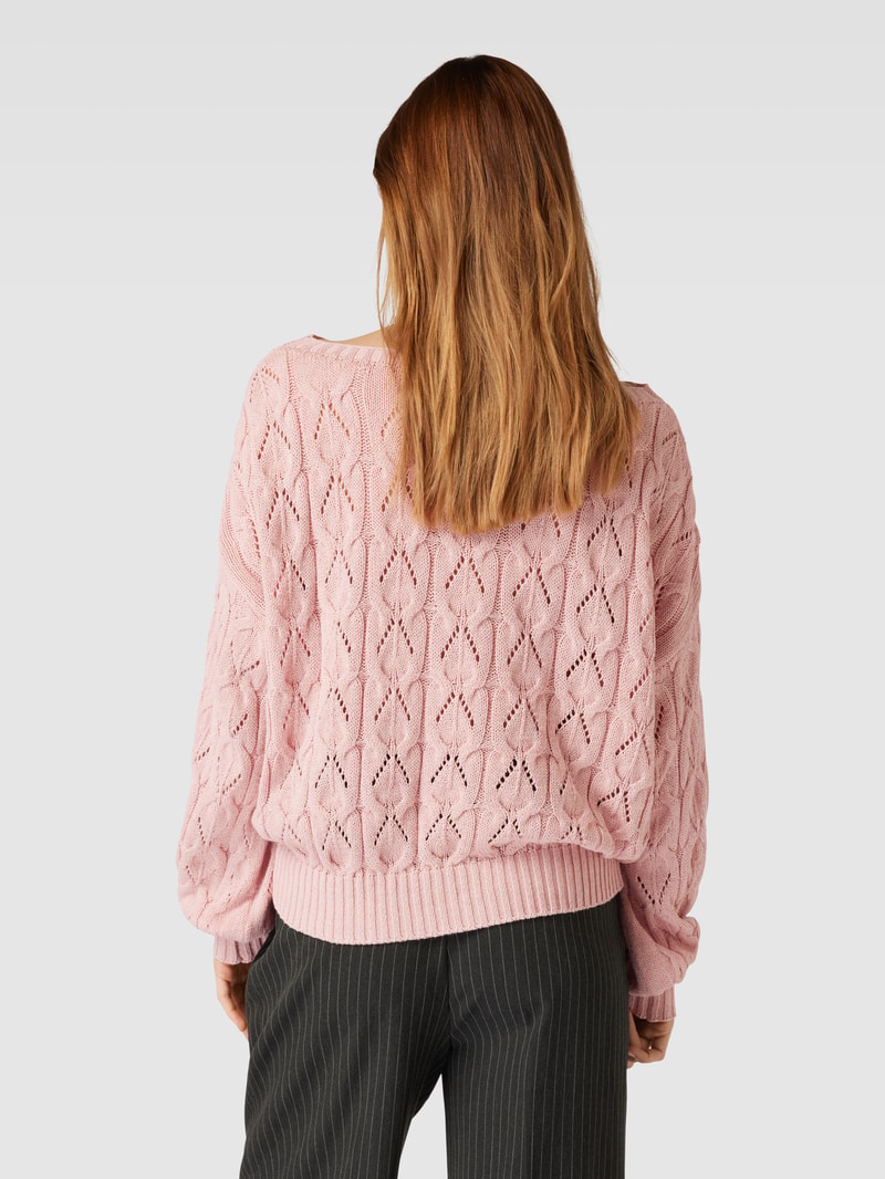 Strickpullover mit Lochstickerei Modell 'Brynn life' in hellrosa