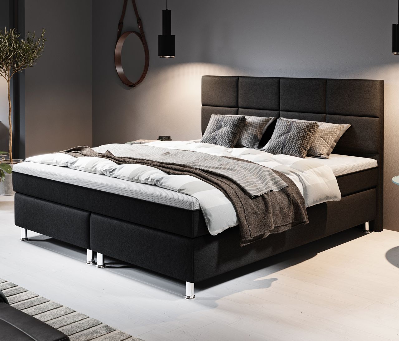 IHG Boxspringbett ROTTERDAM PLUS 180x200, Schwarz