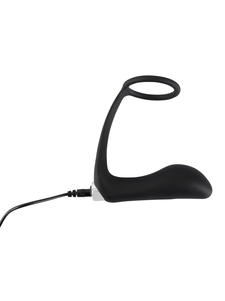 Black Velvets Analplug mit Penisring Vibrating Ring & Plug in schwarz günstig kaufen 10,8 cm
