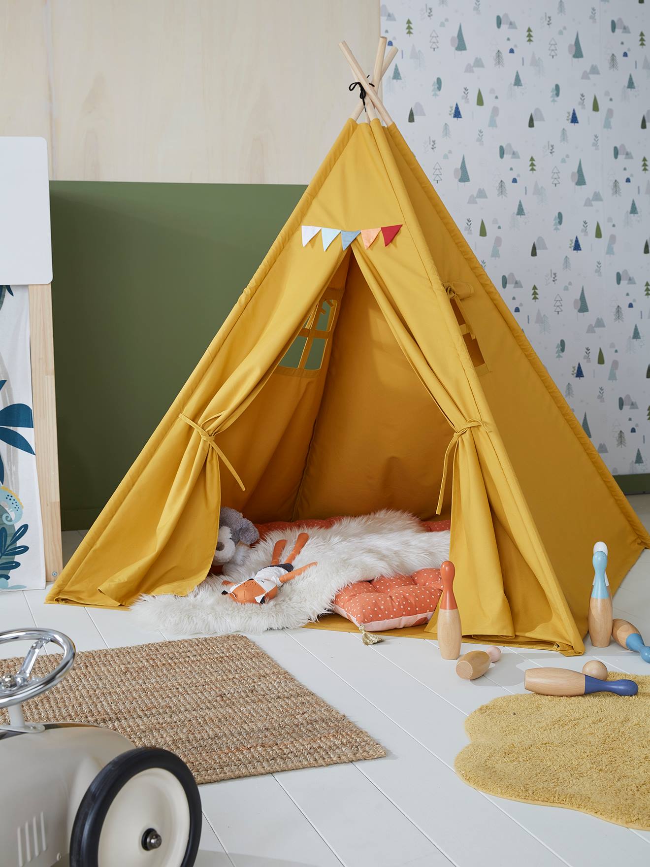 Vertbaudet Kinder Spielzelt, Tipi FALKE - wollweiß