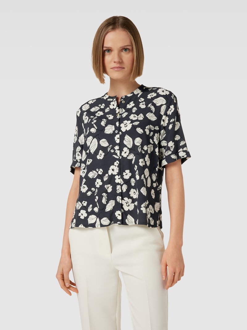 Bluse aus Viskose mit floralem Print in anthrazit