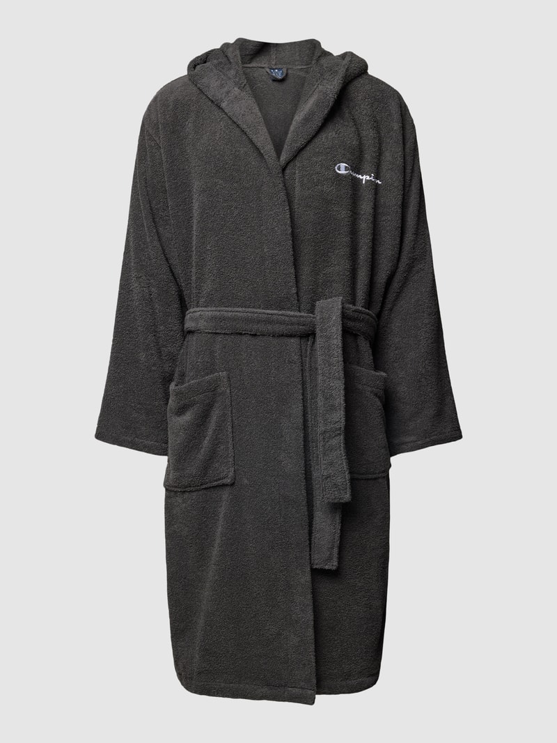 Bademantel mit Kapuze in schwarz