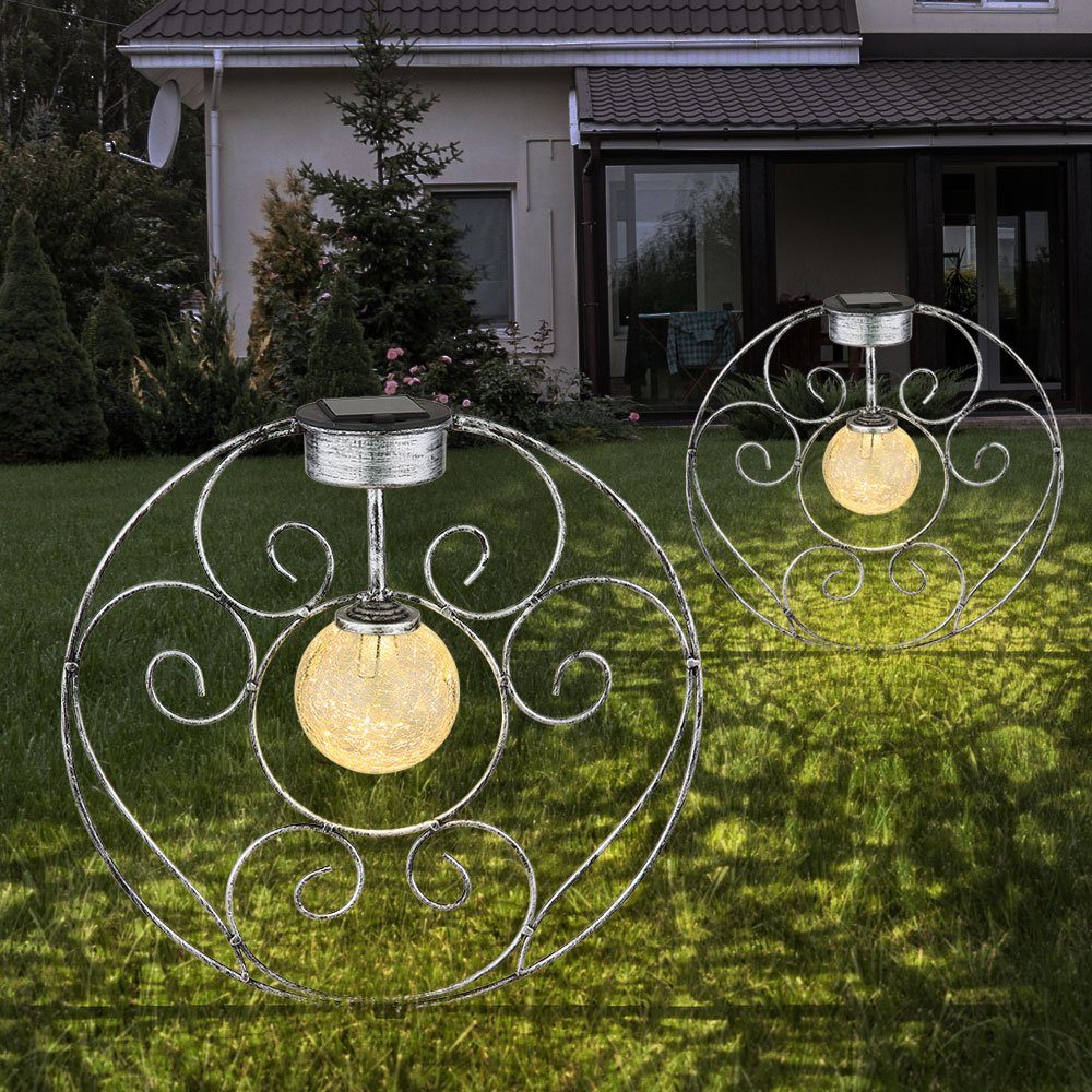 etc-shop LED Solarleuchte, LED-Leuchtmittel fest verbaut, Warmweiß, Solarlampe Gartenlampe orientalische Glaskugel Dekoleuchte