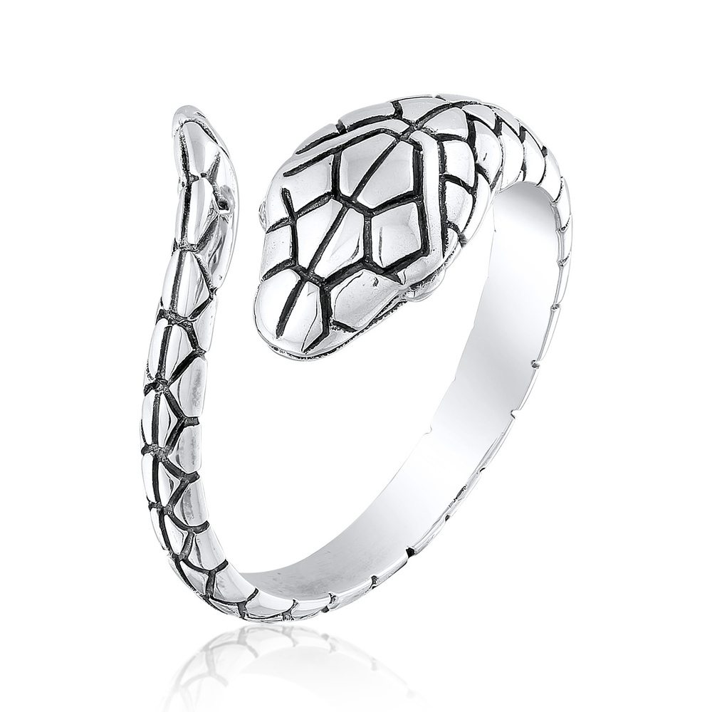 KUZZOI KUZZOI Bague Hommes Ouvert Serpent Force Sturukturiert en argent sterling 925 Bague