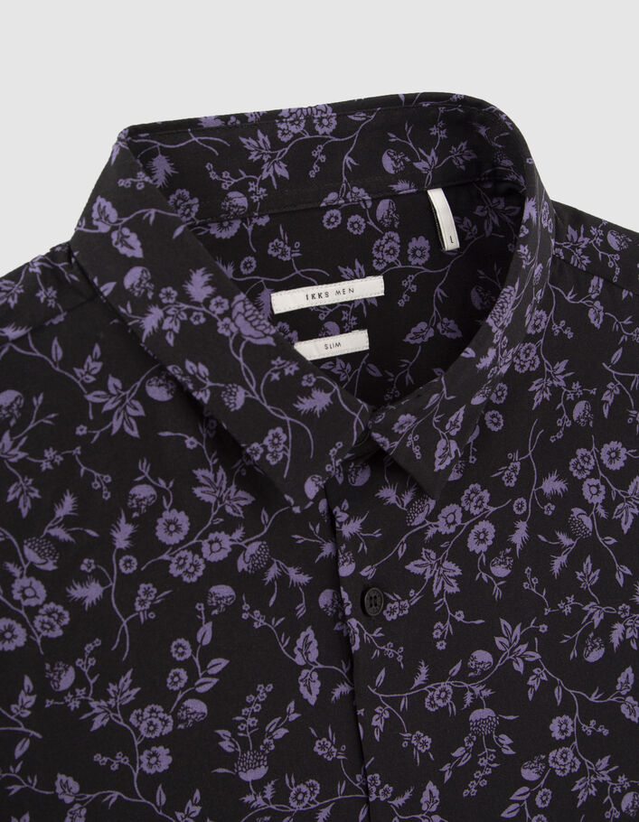 Chemise SLIM noire LENZING™ ECOVERO™ motif fleurs violines Homme