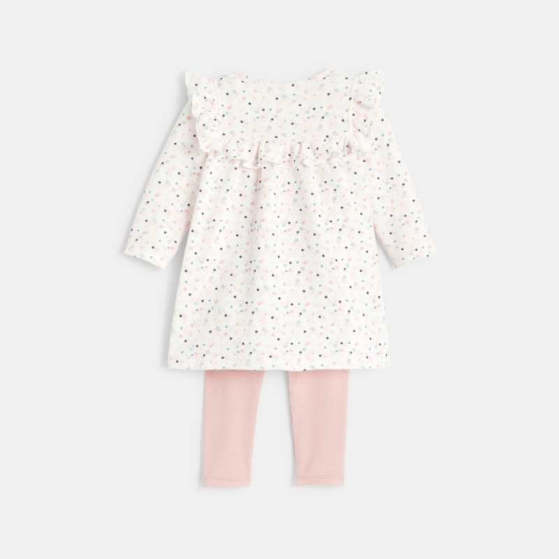Robe tissu fantaisie bulles et legging rose naissance