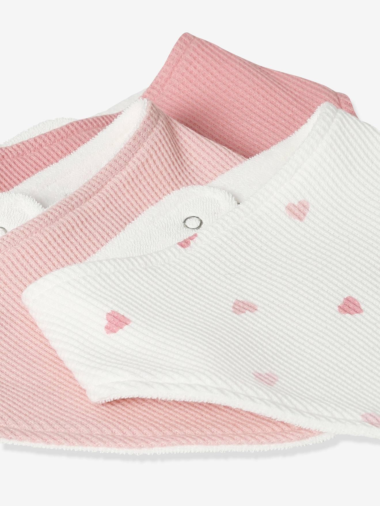 Lot de 3 bavoirs bandanas en nid d'abeille imprimé coeurs