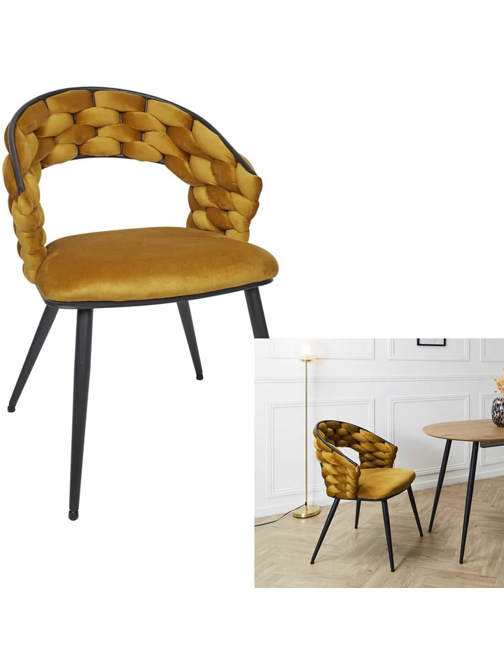 Rétro Chic Esszimmerstuhl ''Sawyer'' in Gelb - (B)63 x (H)83 x (T)54 cm günstig kaufen onesize