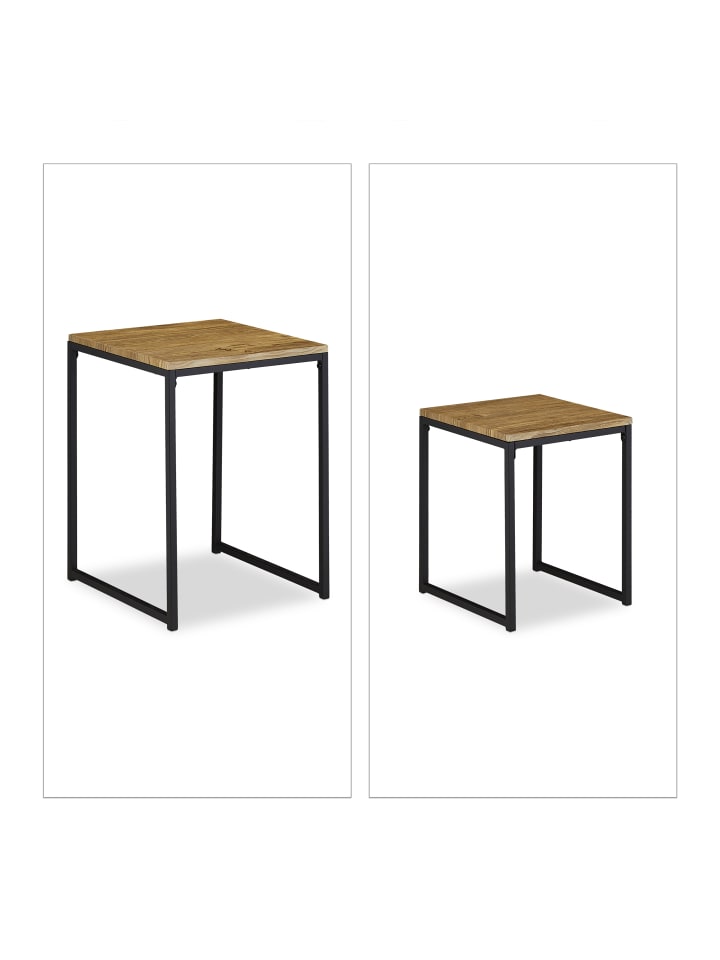 relaxdays Beistelltisch 2er Set in Holzoptik/ Schwarz günstig kaufen onesize