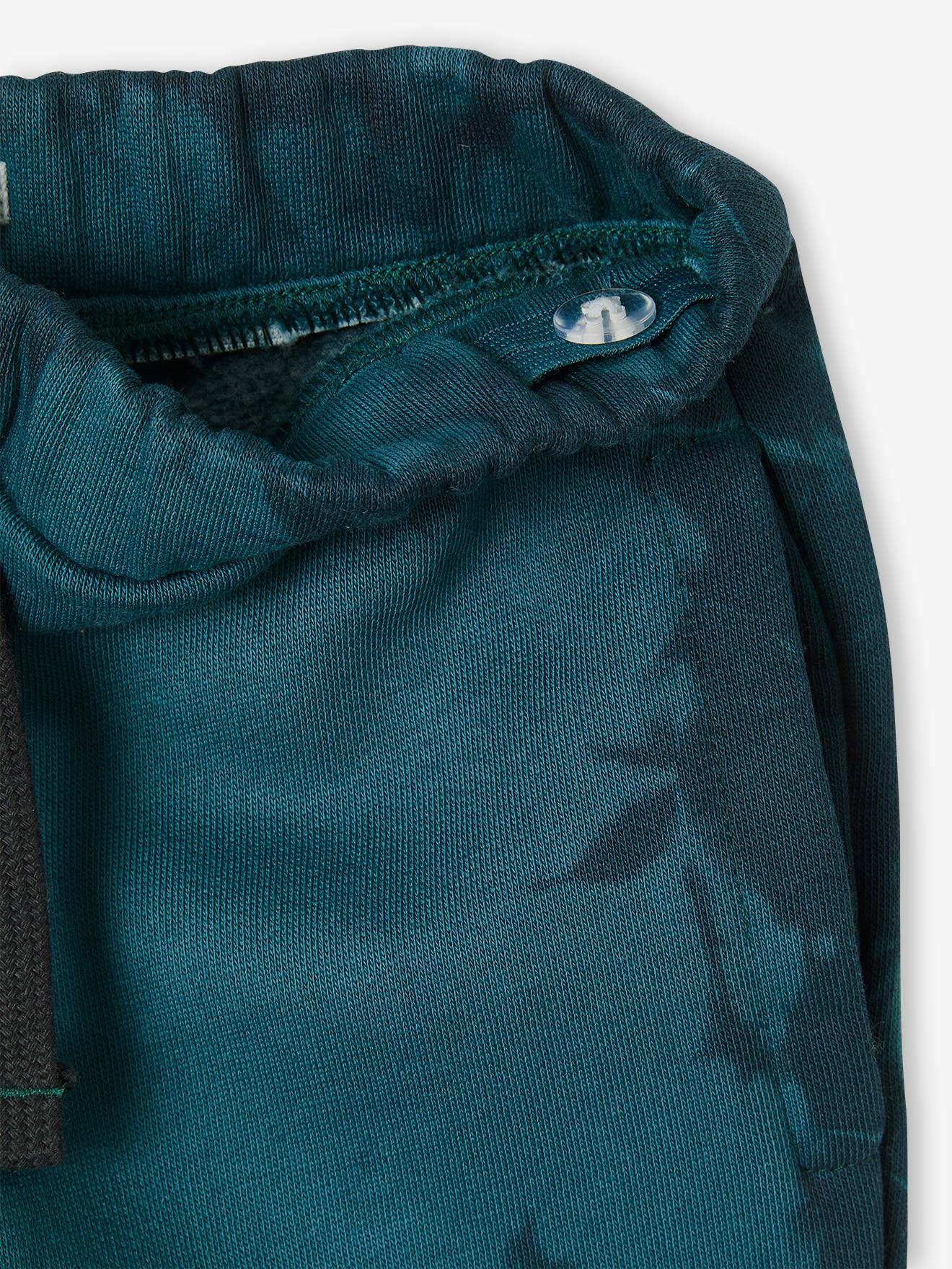 Pantalon jogging effet tie and dye garçon en molleton imprime bleu canard