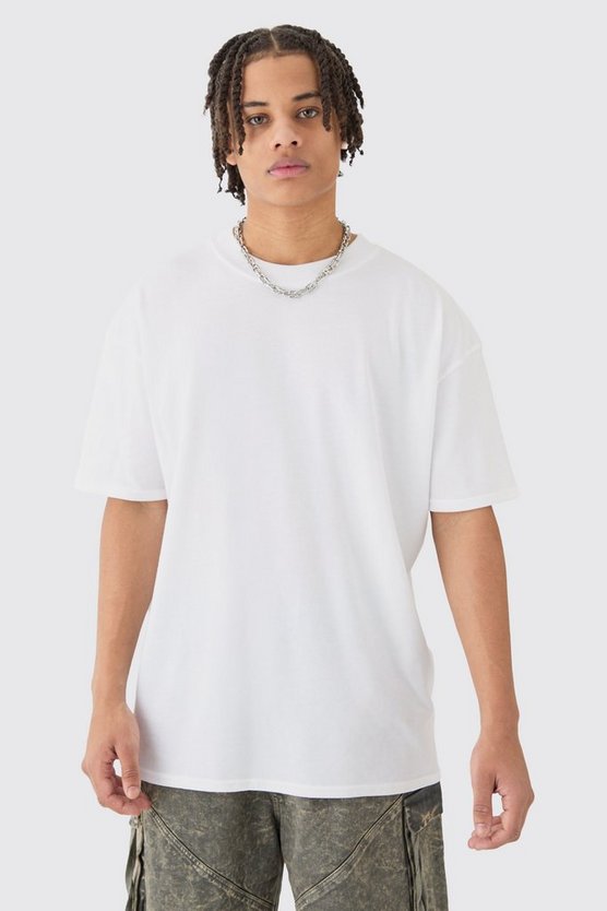 Oversized Extended Neck Dog Back Print T-shirt