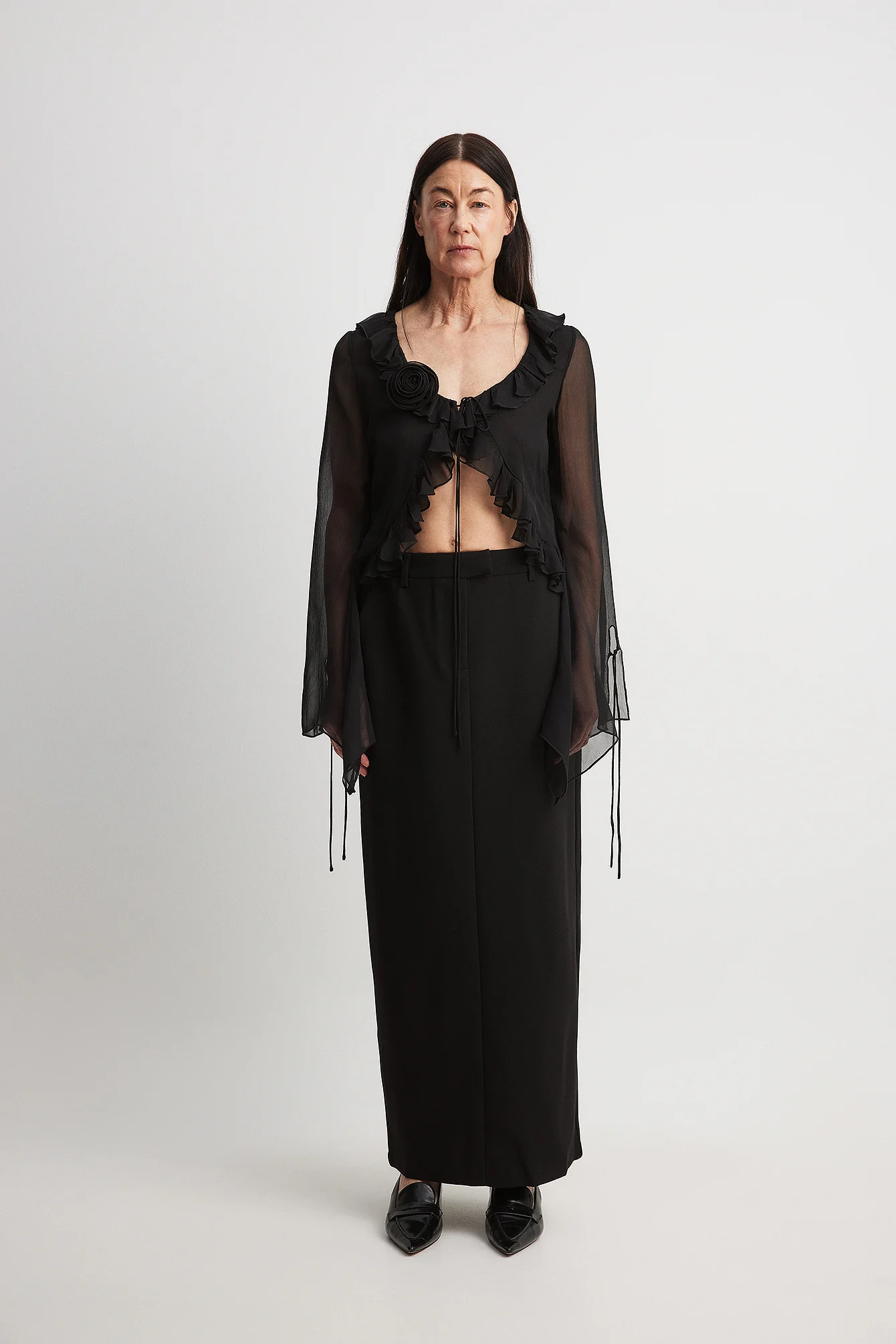 Rüschenbluse mit Schnürdetail