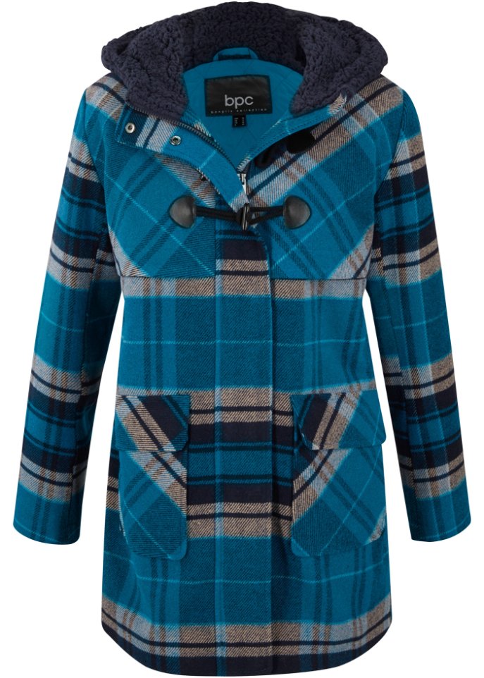 leicht wattierter Dufflecoat mit Kapuze
