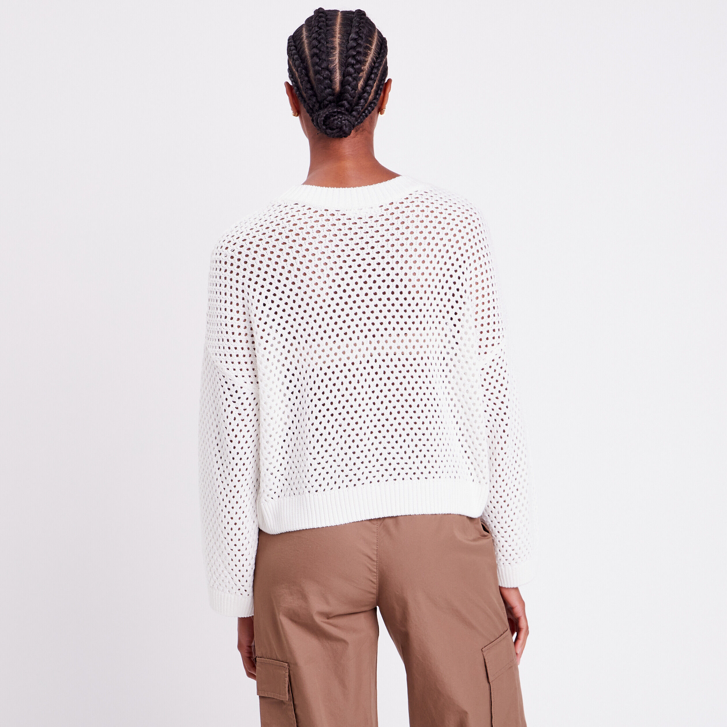 Pull ajouré col rond ecru femme | Cache Cache