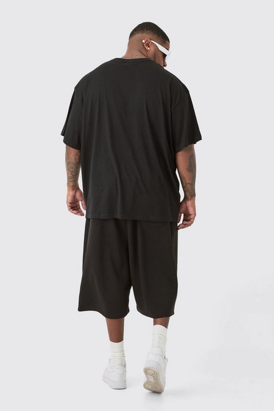 Plus gespleißtes Oversize T-Shirt in Schwarz