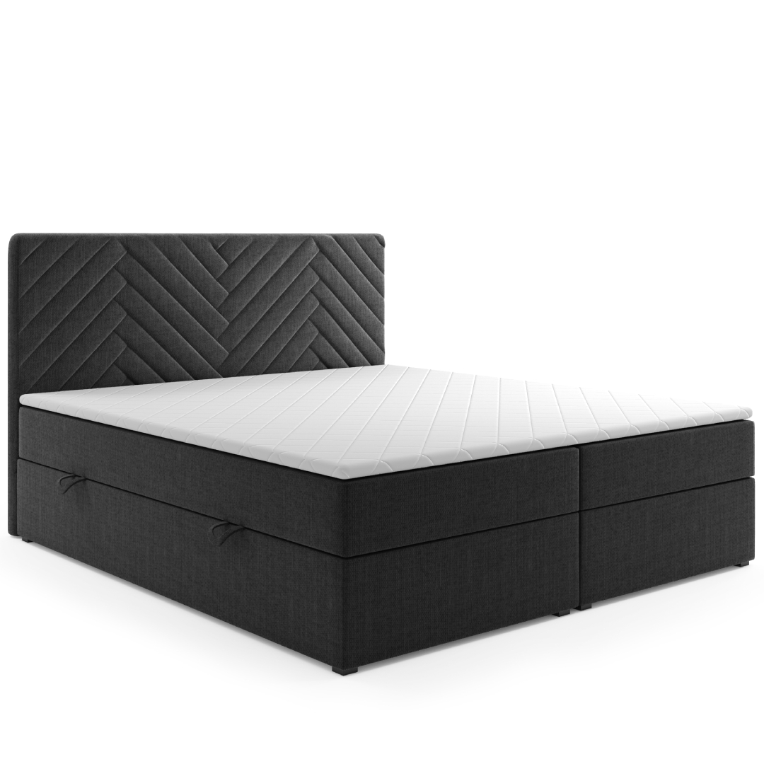 Möbel Punkt Boxspringbett MALIBU mit Bettkasten 180 x 200 cm Webstoff Schwarz Bett Bettkasten Hotelbett
