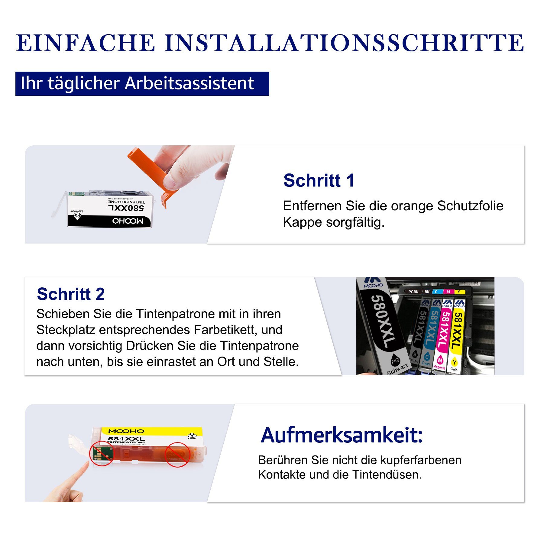 MOOHO 580XL für Canon PGI-580XL CLI-581XL Multipack 5/10/15 PACK Tintenpatrone (für Canon PIXMA TR8550 TS6350 TS8350 TS6150 TS8150 TS6250 TS9550)