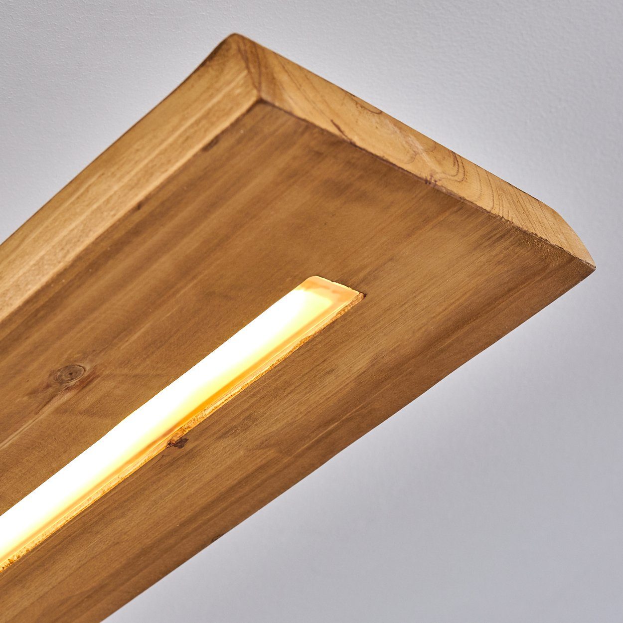 hofstein Deckenleuchte Volano dimmbare Deckenlampe aus dunklem Holz und Metall, Dunkelgrau, 3000 Kelvin, 3000 Lumen, moderne Zimmerlampe, dimmbar über den Lichtschalter