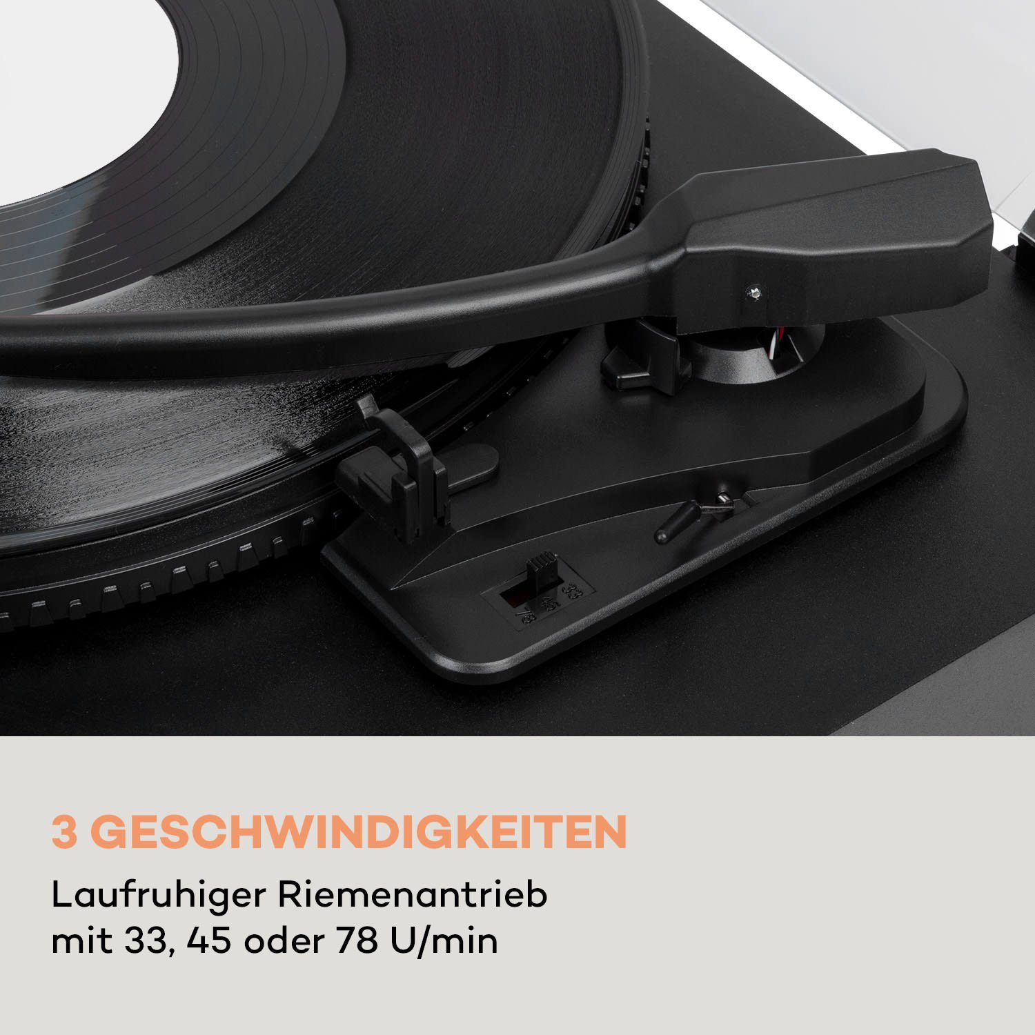 Auna TT-Classic Light Plattenspieler (Riemenantrieb, Bluetooth, Schallplattenspieler mit Lautsprecher Vinyl Plattenspieler)