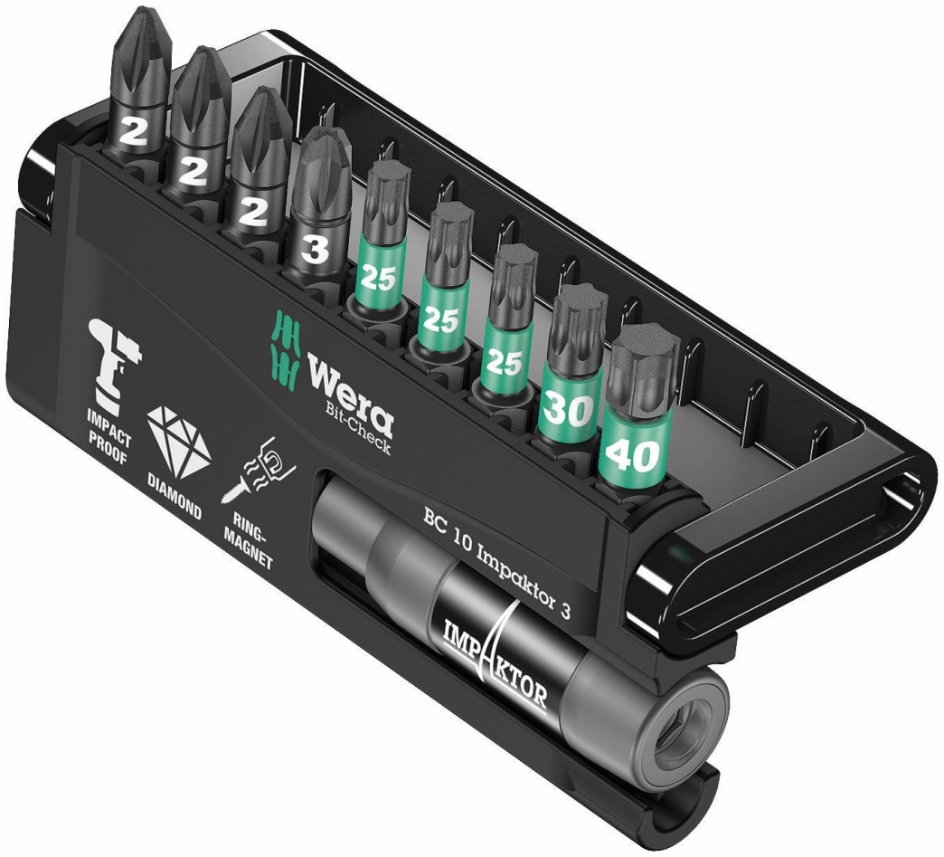Wera 05057683001 Bit-Check 10 Impaktor 3, 10 bucăți