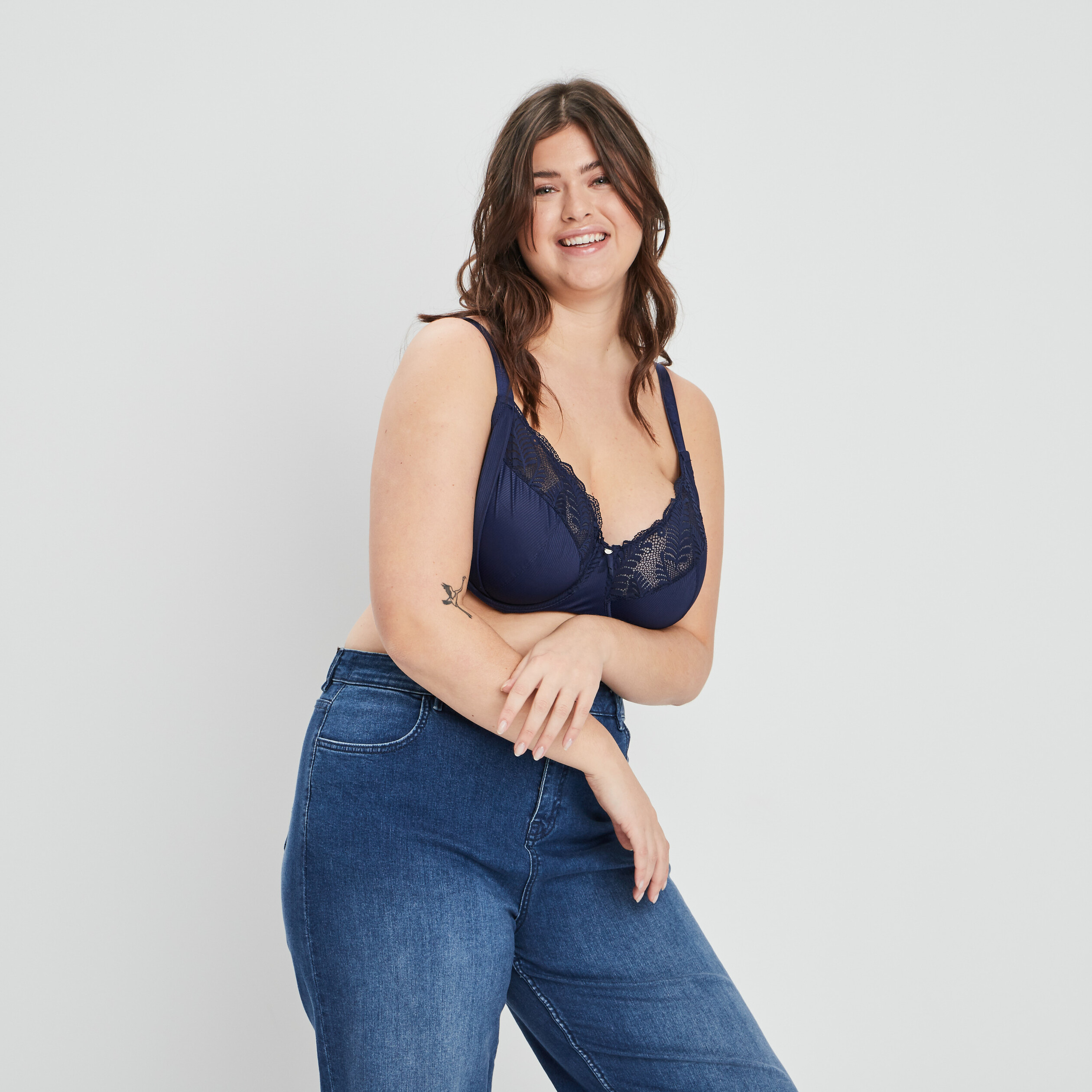 Soutien-gorge emboîtant microfibre bleu marine femme grande taille | La Halle
