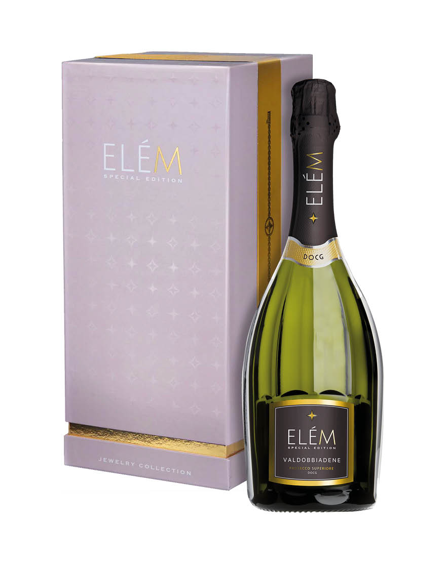 Valdobbiadene Prosecco Superiore DOCG Brut Special Edition Elém 0,75 ℓ, Boîtier avec Bracelet