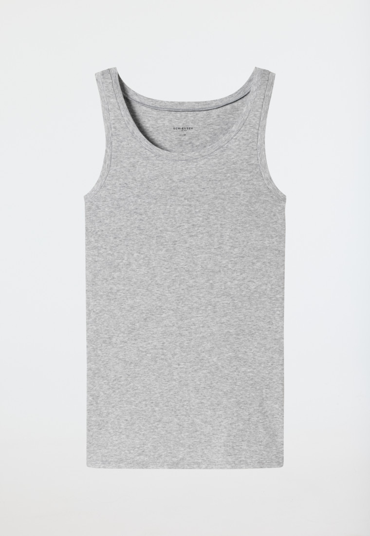 Tanktop Doppelripp Organic Cotton grau meliert - Pure Rib