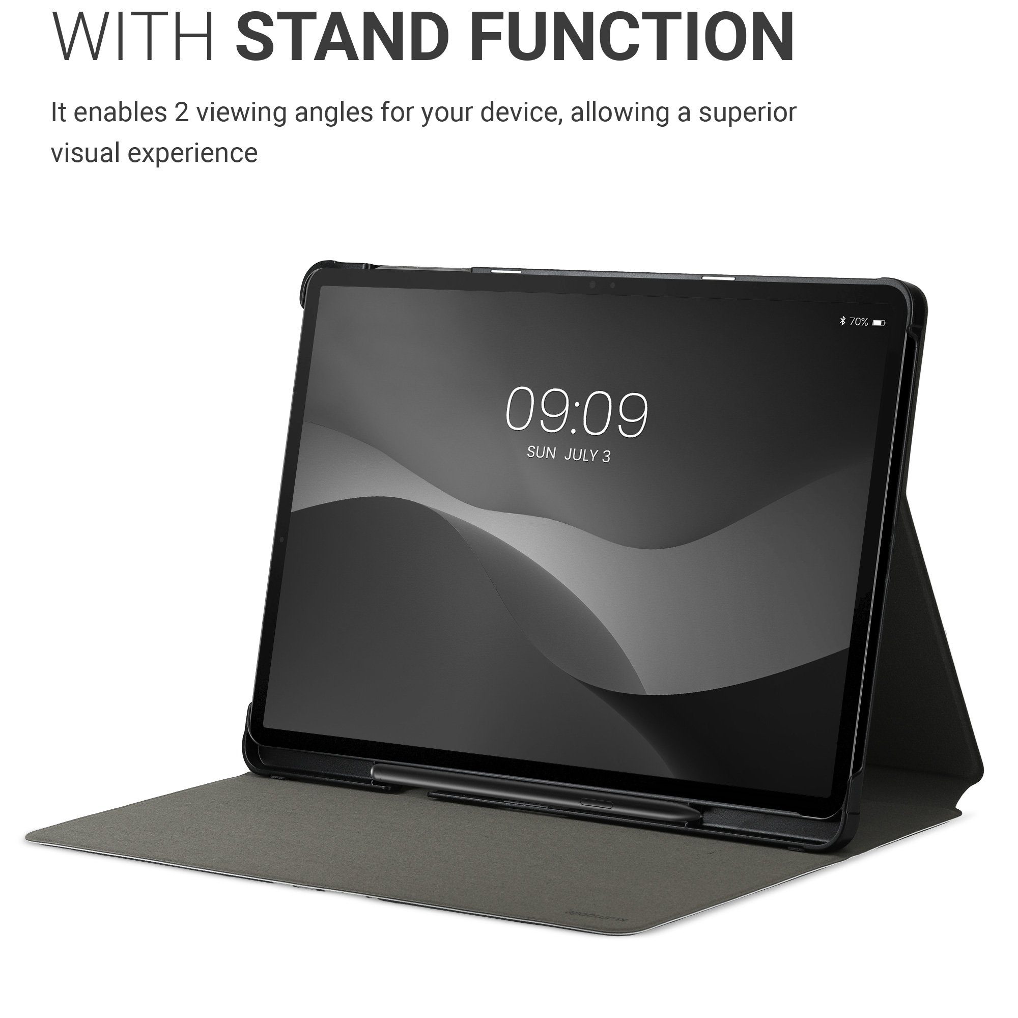 kwmobile Tablet-Hülle Hülle für Samsung Galaxy Tab S7 Plus / Tab S7 FE, Slim Tablet Cover Case Schutzhülle mit Ständer - Magnolien Design