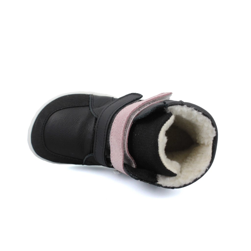 Baby Bare Febo Winter Sparkle Black (mit Membran / Asfaltico) schwarze Barfußstiefeletten