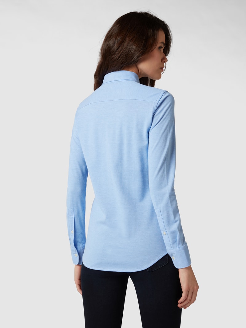 Skinny Fit Bluse aus Piqué in hellblau