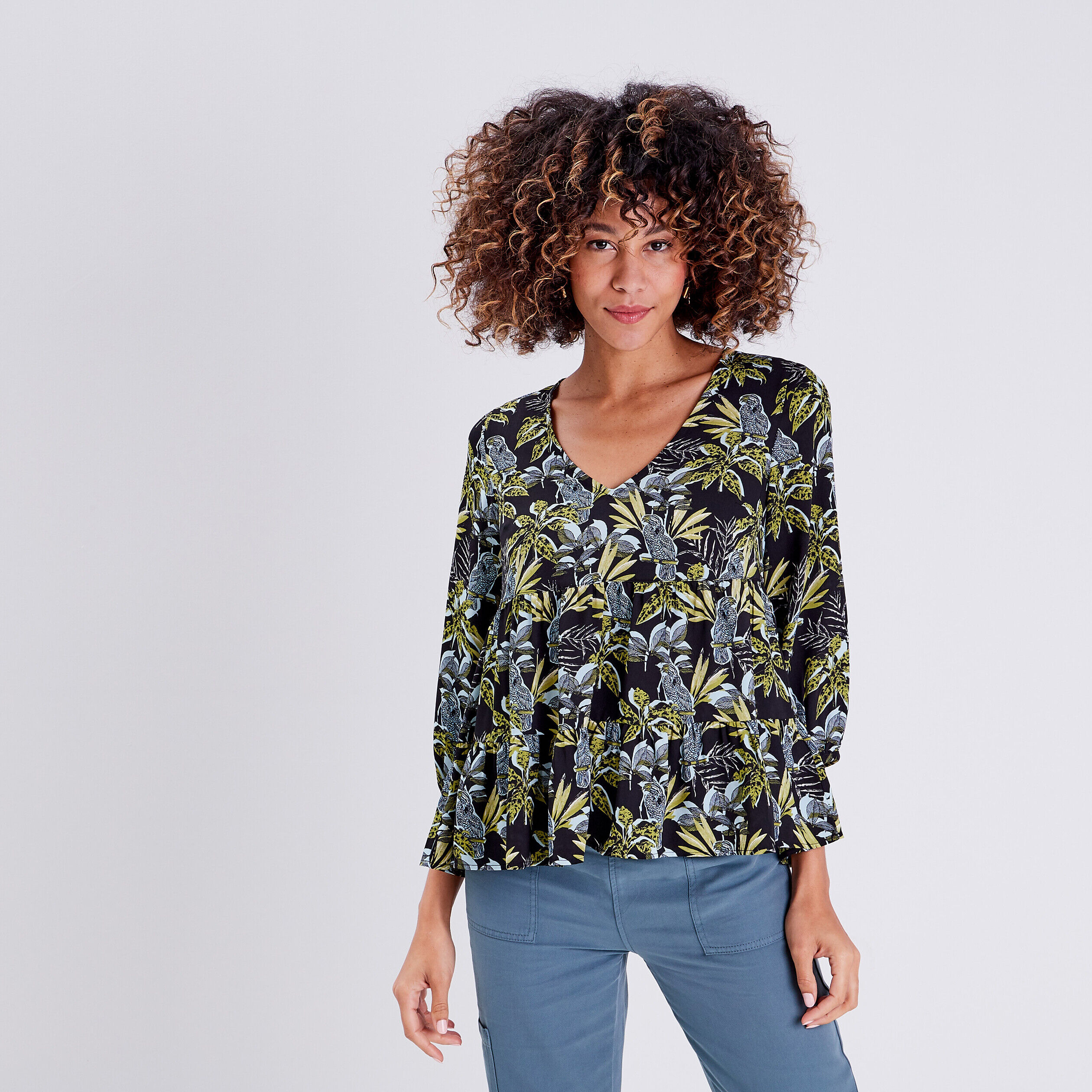 Blouse manches 3/4 noir femme | Cache Cache