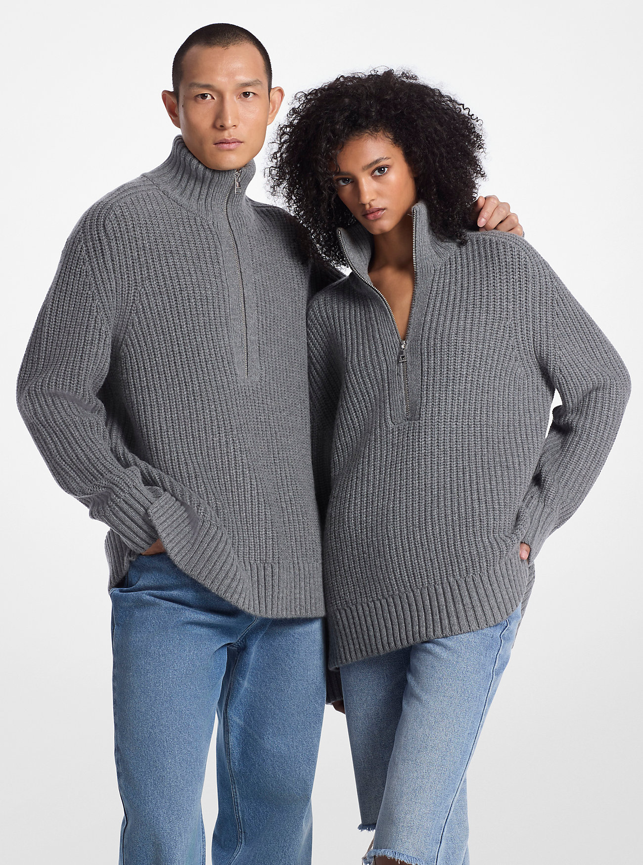 Wool and Cashmere Blend Half-Zip Sweater - ASH