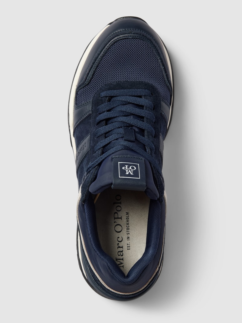 Sneaker aus Leder-Mix in marineblau