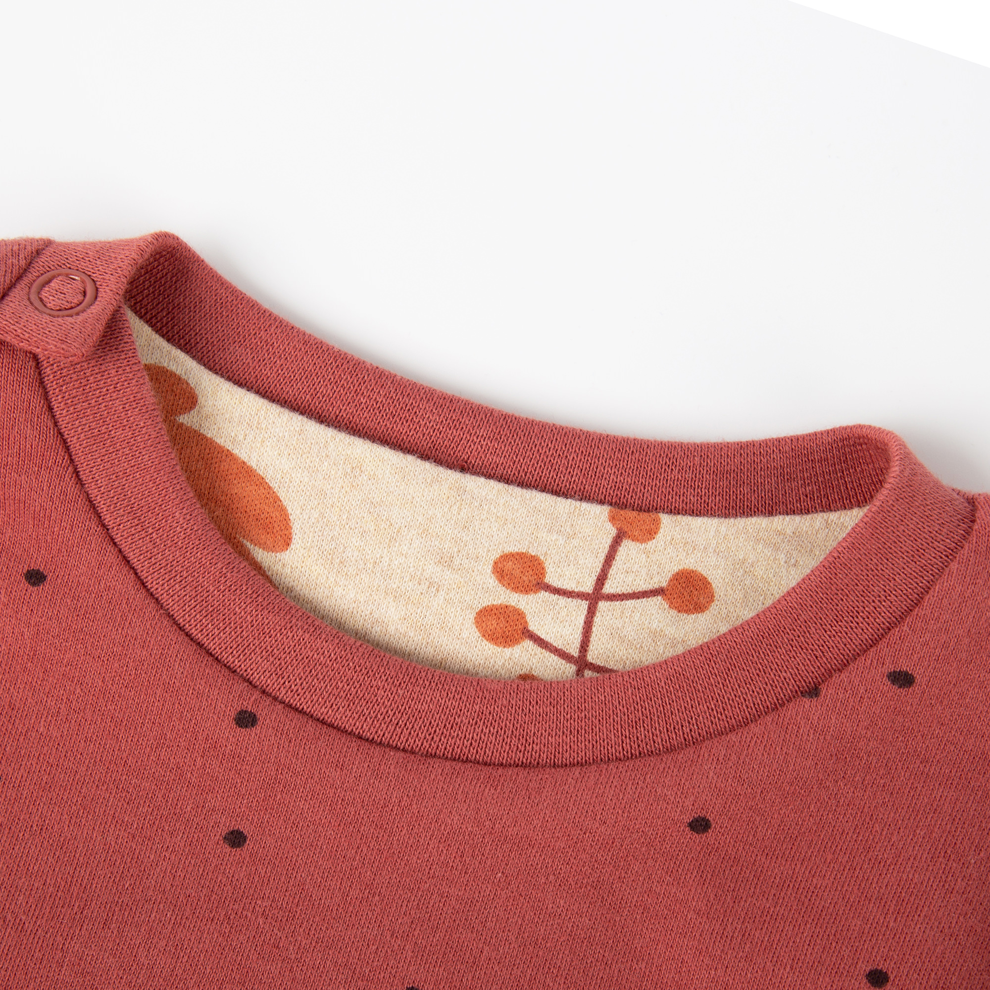 Baby Wendeshirt rotbraun mit Pünktchen/bunter Herbstprin