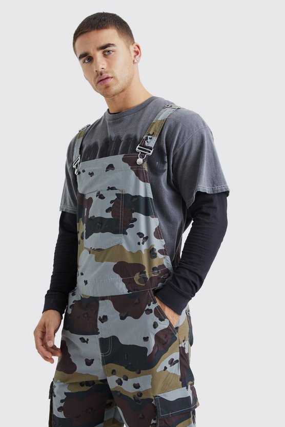 Lockere Camouflage Cargo-Latzhose
