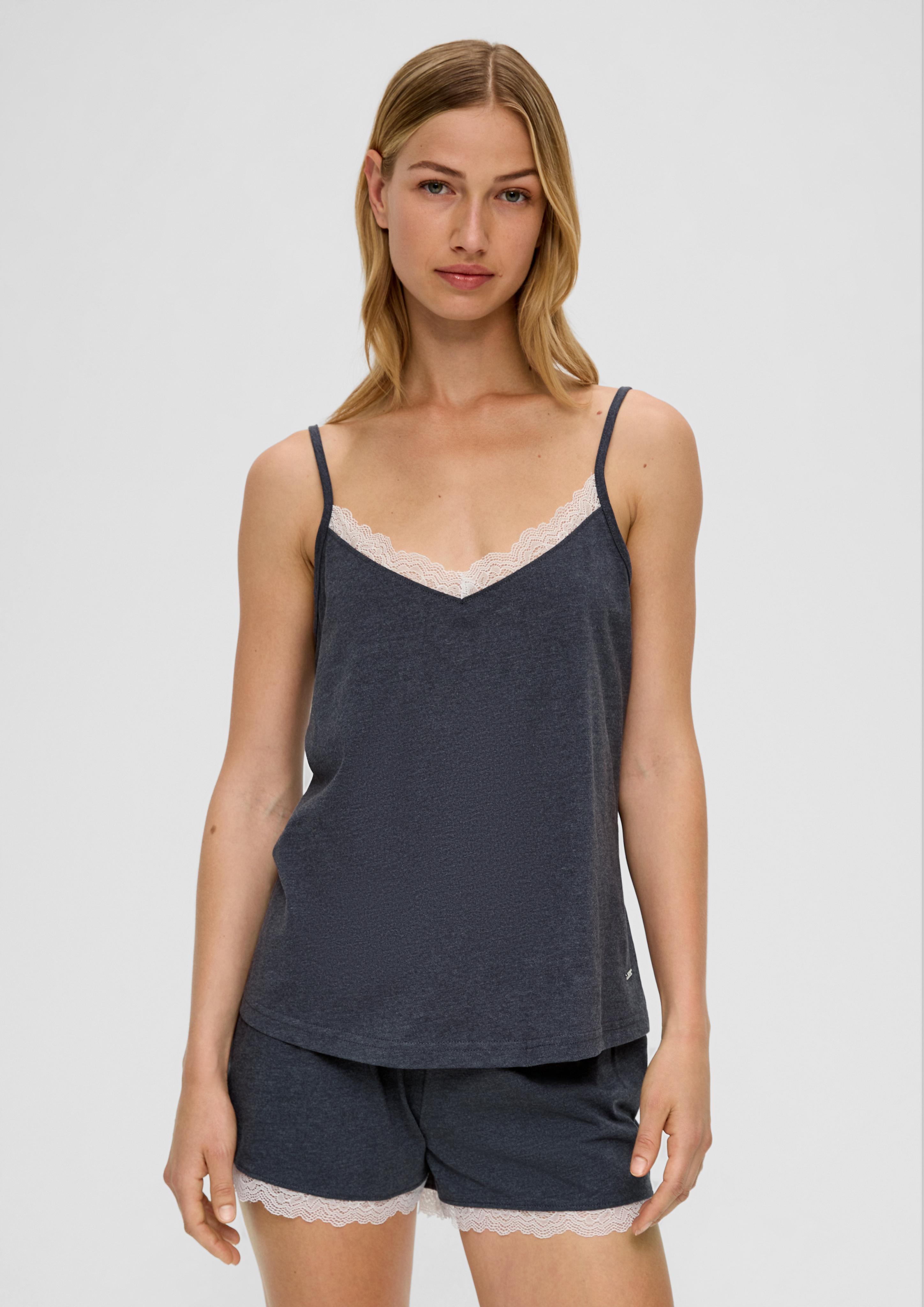 Kurzes Pyjamaset mit Spitzen-Saum  6008694-9500