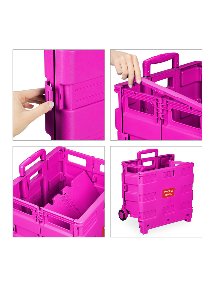 relaxdays Einkaufstrolley in Pink günstig kaufen onesize