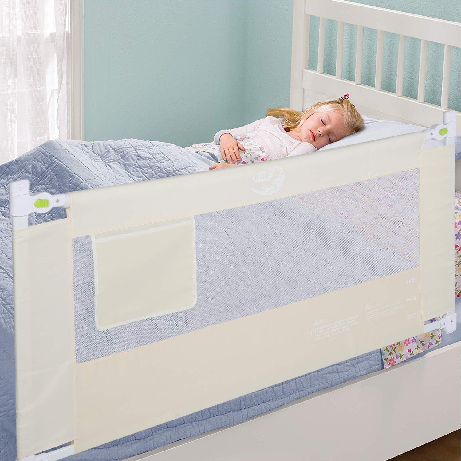 Bettumrandung Klappbares Bettgitter Rausfallschutz UE Stock, Sicherheitsschutz Gitter Weiß 200x68cm *** BESTER PREIS ***