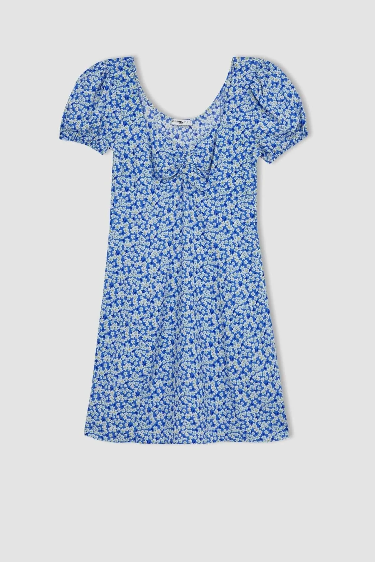 DeFacto  Coool Sweetheart Neck Floral Maroken Kurzarm Minikleid A9484ax23sm