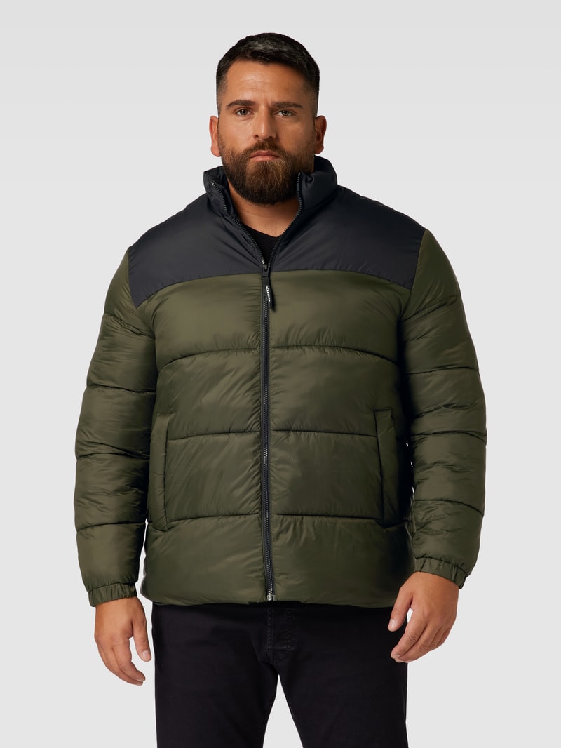 PLUS SIZE Steppjacke im Two-Tone-Design Modell 'TOBY' in dunkelgrün